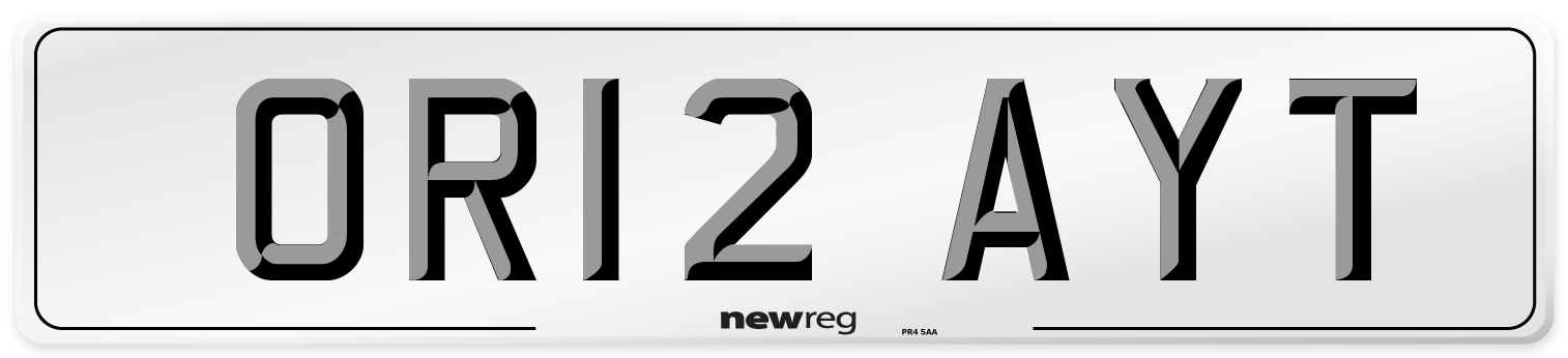 OR12 AYT Number Plate from New Reg